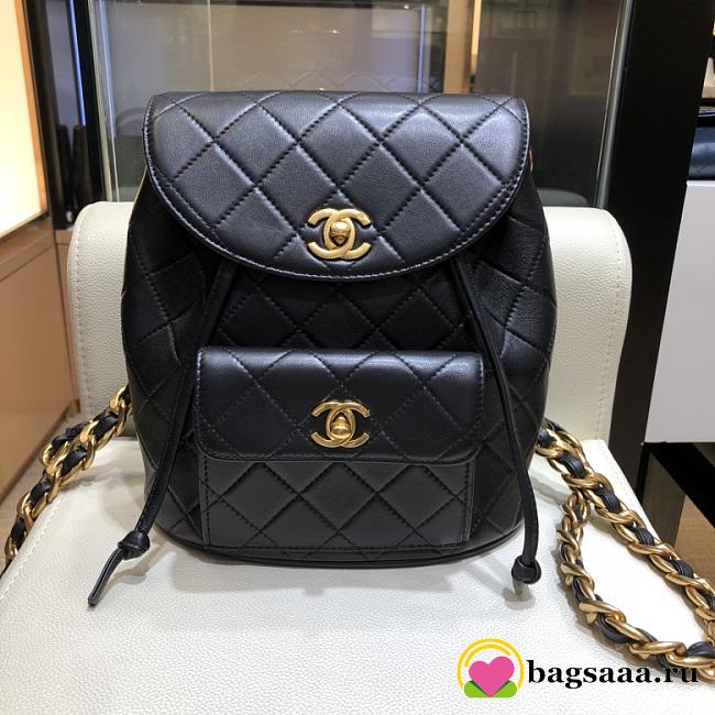 Bagsaaa Chanel Duma Backpack QUILTED LAMBSKIN Black - 25x21x10cm - 1