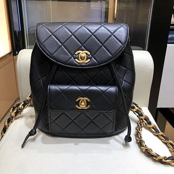 Bagsaaa Chanel Duma Backpack QUILTED LAMBSKIN Black - 25x21x10cm
