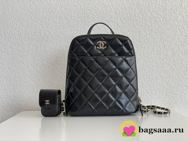 Bagsaaa Chanel  Rucksack Backpack AS3332 Calfskin leather Black - 24x21x8cm - 1