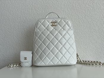 	 Bagsaaa Chanel Rucksack Backpack AS3332 Calfskin leather White - 24x21x8cm