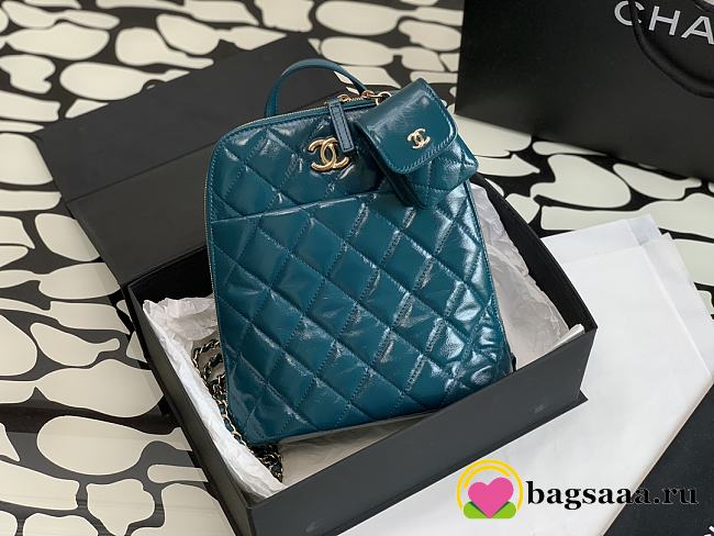 	 Bagsaaa Chanel Rucksack Backpack AS3332 Calfskin leather Blue - 24x21x8cm - 1