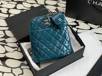 	 Bagsaaa Chanel Rucksack Backpack AS3332 Calfskin leather Blue - 24x21x8cm