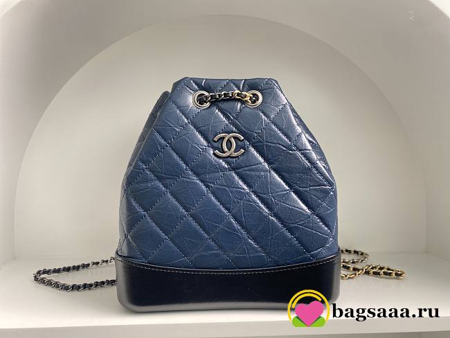 	 Bagsaaa CHANEL BLUE QUILTED AGED CALFSKIN SMALL GABRIELLE BACKPACK - 26x25x11cm - 1