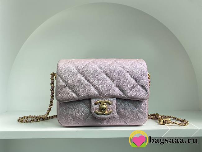 Bagsaaa Chanel Caviar Quilted Square Mini Pink 21K - 19x13x17cm - 1