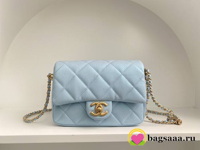 	 Bagsaaa Chanel Caviar Quilted Square Mini Blue 21K - 19x13x17cm - 1