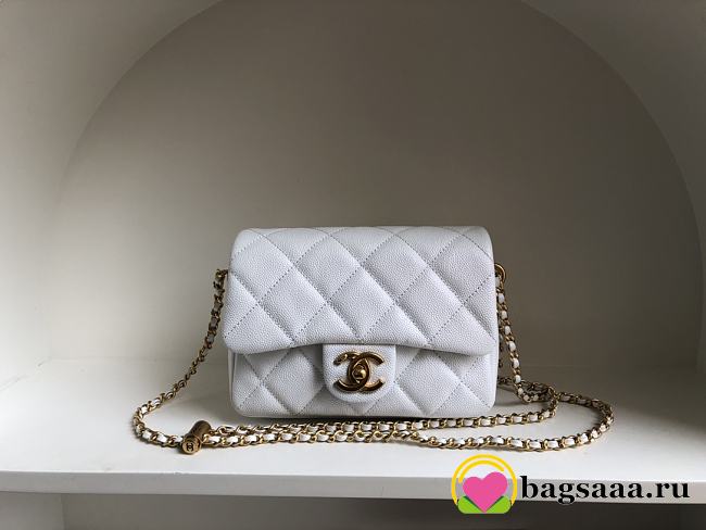 	 Bagsaaa Chanel Caviar Quilted Square Mini White 21K - 19x13x17cm - 1