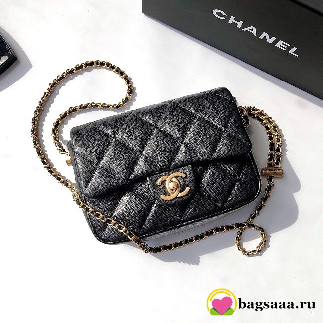 	 Bagsaaa Chanel Caviar Quilted Square Mini Black 21K - 19x13x17cm - 1