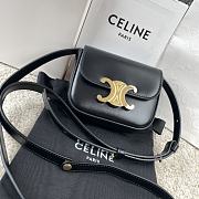 Bagsaaa Celine Mini Triomphe in black shiny calfskin - 11x8x4 cm - 1