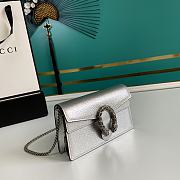 Bagsaaa Gucci Dionysus super mini bag Silver lamé leather - 16.5x10x4cm - 6