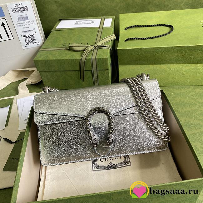 Bagsaaa Gucci Dionysus mini bag Silver lamé leather -  25x14x7.5cm - 1