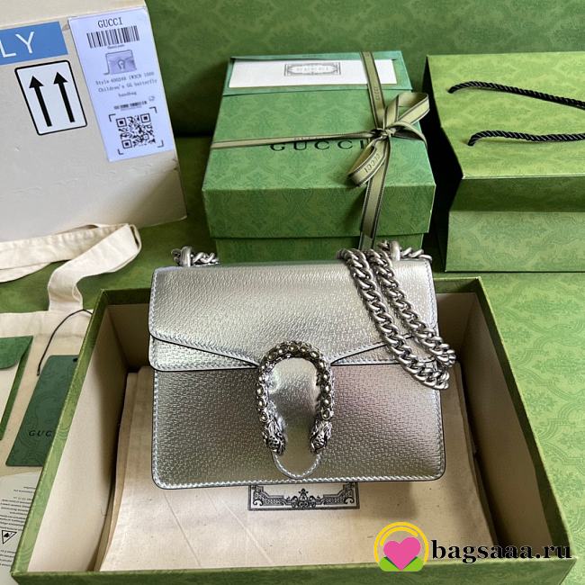 Bagsaaa Gucci Dionysus bag Silver lamé leather - 23x18x6cm - 1