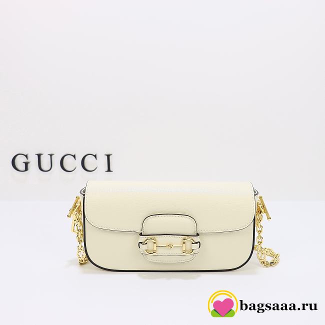 Bagsaaa Gucci  Horsebit 1955 Shoulder bag in white - W24cm x H13cm x D5.5cm - 1