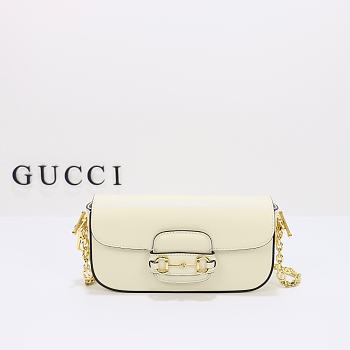 Bagsaaa Gucci  Horsebit 1955 Shoulder bag in white - W24cm x H13cm x D5.5cm