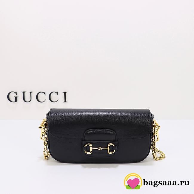 	 Bagsaaa Gucci Horsebit 1955 Shoulder bag in black - W24cm x H13cm x D5.5cm - 1