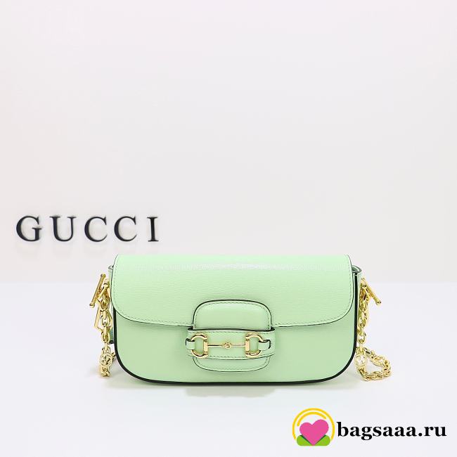 	 Bagsaaa Gucci Horsebit 1955 Shoulder bag in lighter green - W24cm x H13cm x D5.5cm - 1
