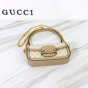 	 Bagsaaa Gucci Horsebit 1955 Shoulder bag Beige and white GG Supreme canvas  - W24cm x H13cm x D5.5cm - 5