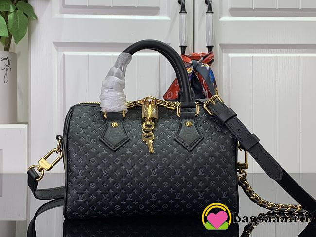 Bagsaaa Louis Vuitton Speedy Bandoulière 20 in black calfskin - 20.5 x 13.5 x 12 cm - 1