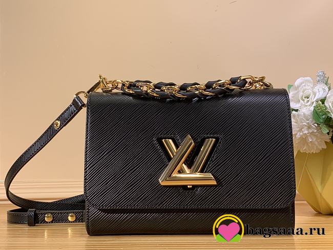 Bagsaaa Louis Vuitton Twist MM Bag Black Epi grained - 23 x 17 x 9.5 cm - 1