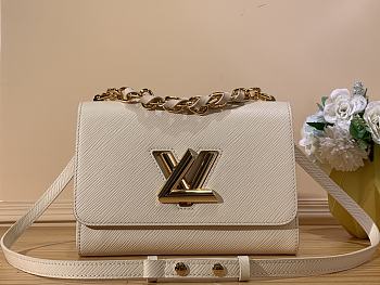 	 Bagsaaa Louis Vuitton Twist MM Bag White Epi grained - 23 x 17 x 9.5 cm