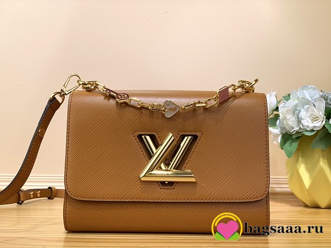 	 Bagsaaa Louis Vuitton Twist MM Bag Brown Epi grained with charm gold strap - 23 x 17 x 9.5 cm - 1