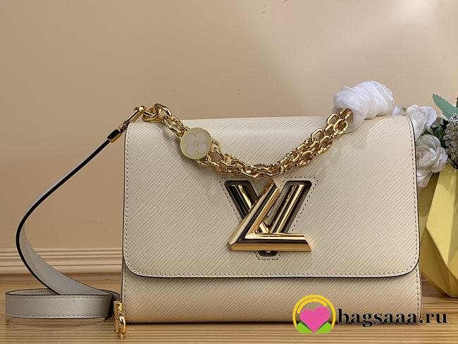	 Bagsaaa Louis Vuitton Twist PM Bag White Epi grained with charm gold strap - 19 x 15 x 9cm - 1