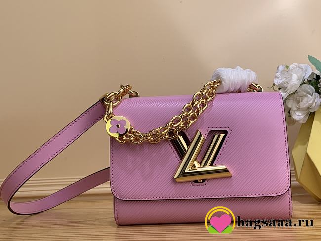 	 Bagsaaa Louis Vuitton Twist PM Bag Pink Epi grained with charm gold strap - 19 x 15 x 9cm - 1