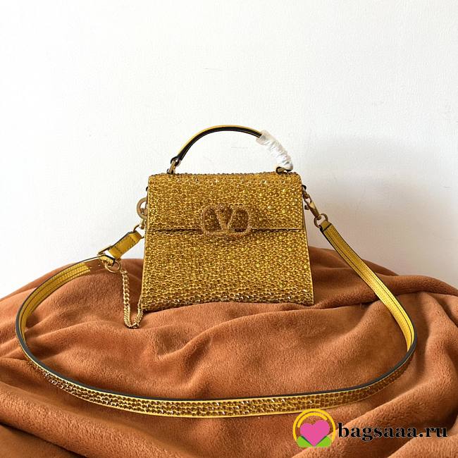 Bagsaaa Valentino Vsling Mini Handbag With Sparkling Embroidery Yellow - W19xH13xD9 cm - 1