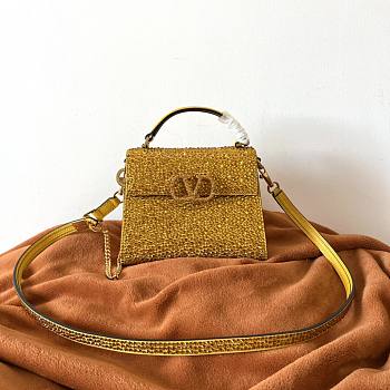 Bagsaaa Valentino Vsling Mini Handbag With Sparkling Embroidery Yellow - W19xH13xD9 cm
