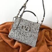 	 Bagsaaa Valentino Vsling Mini Handbag With Sparkling Embroidery Pearl Grey - W19xH13xD9 cm - 4