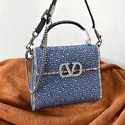 	 Bagsaaa Valentino Vsling Mini Handbag With Sparkling Embroidery Blue - W19xH13xD9 cm - 5
