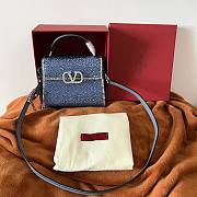 	 Bagsaaa Valentino Vsling Mini Handbag With Sparkling Embroidery Blue - W19xH13xD9 cm - 4