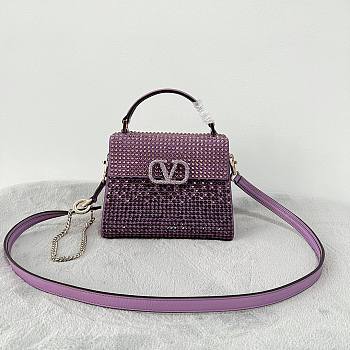 	 Bagsaaa Valentino Vsling Mini Handbag With RHINESTONES AMETHYST - W19xH13xD9 cm