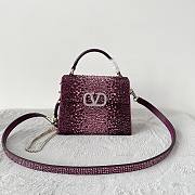 Bagsaaa Valentino Vsling Mini Handbag With RHINESTONES Purple - W19xH13xD9 cm - 1