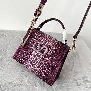 Bagsaaa Valentino Vsling Mini Handbag With RHINESTONES Purple - W19xH13xD9 cm - 4