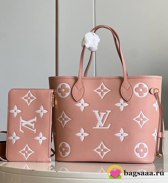 Bagsaaa Louis Vuitton M46329 Neverfull MM Trianon Pink / Cream - 31 x 28 x 14 cm - 1