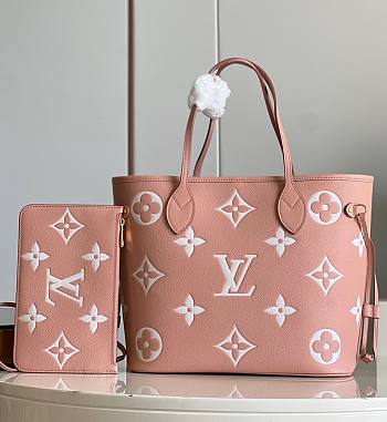 Bagsaaa Louis Vuitton M46329 Neverfull MM Trianon Pink / Cream - 31 x 28 x 14 cm