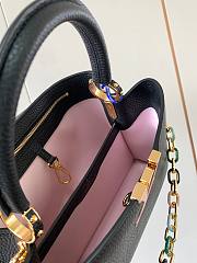 	 Bagsaaa Louis Vuitton Capucines MM Bag Black Taurillon leather With Chain Strap - 31.5 x 20 x 11 cm - 3