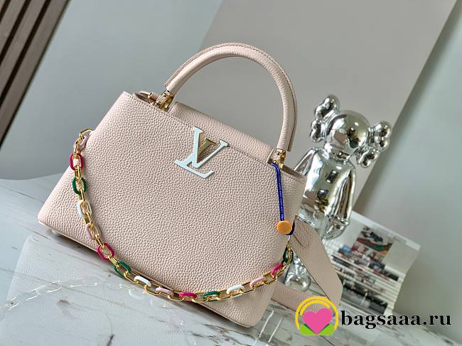 	 Bagsaaa Louis Vuitton Capucines MM Bag Light Pink Taurillon leather With Chain Strap - 31.5 x 20 x 11 cm - 1