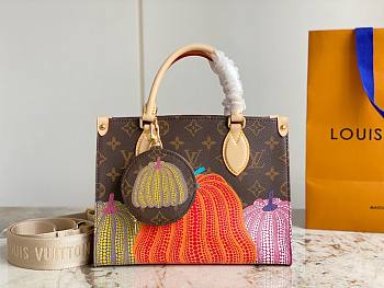 Bagsaaa Louis Vuitton Onthego PM LV x YK with pumpkin pattern - 25x19x11.5cm