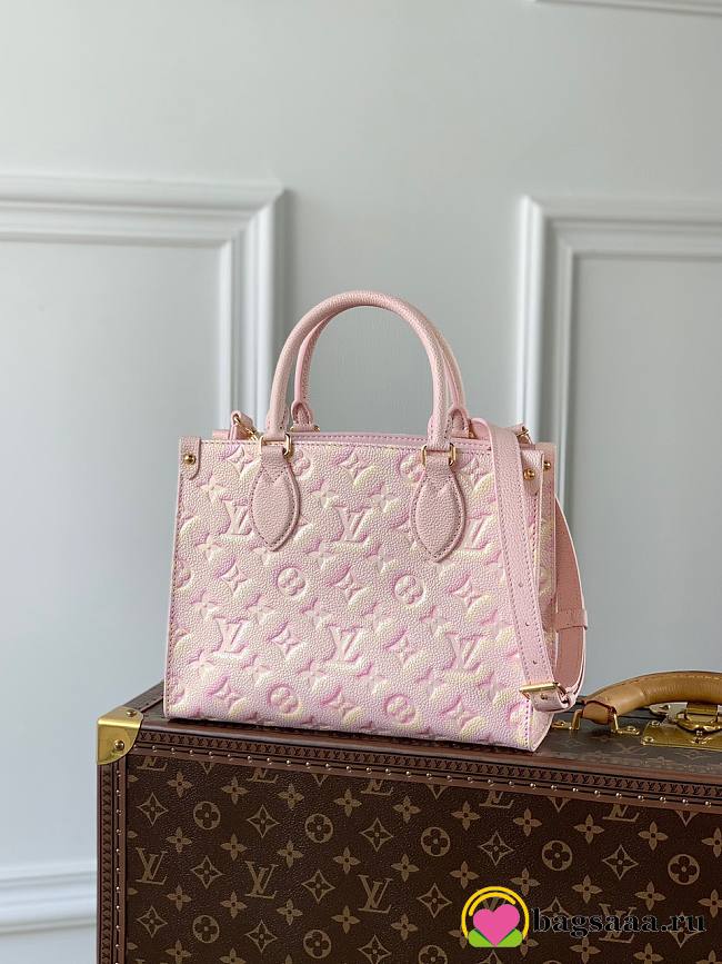 	 Bagsaaa Louis Vuitton Onthego PM Pink Sprayed grained cowhide - 20.5 x 13.5 x 12 cm - 1