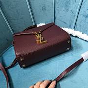 Bagsaaa YSL Cassandra Grained Leather Burgundy Small Bag - 20×16×7.5cm - 5