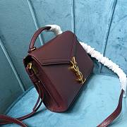 Bagsaaa YSL Cassandra Grained Leather Burgundy Small Bag - 20×16×7.5cm - 4