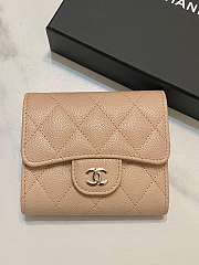 Bagsaaa Chanel Calfskin Leather Plain Folding Beige Wallets with Gold Hardware - 11.5x10.5x3cm - 1