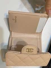 Bagsaaa Chanel Calfskin Leather Plain Folding Beige Wallets with Gold Hardware - 11.5x10.5x3cm - 3