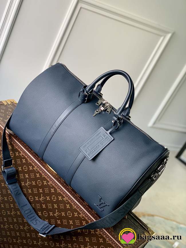 Bagsaaa Louis Vuitton Keepall Bandoulière 50 Aerogram Dark Blue - 50 x 29 x 23 cm  - 1