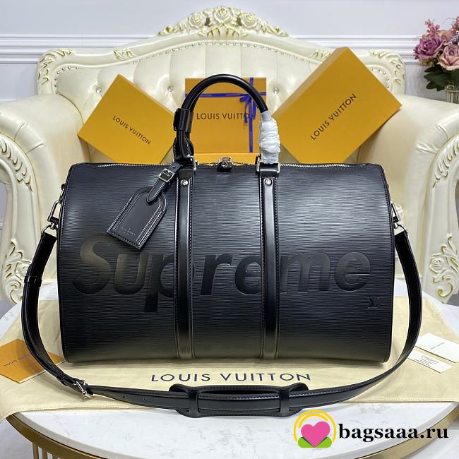 	 Bagsaaa Louis Vuitton x Supreme Keepall Bandouliere Black - 45*20*26cm - 1
