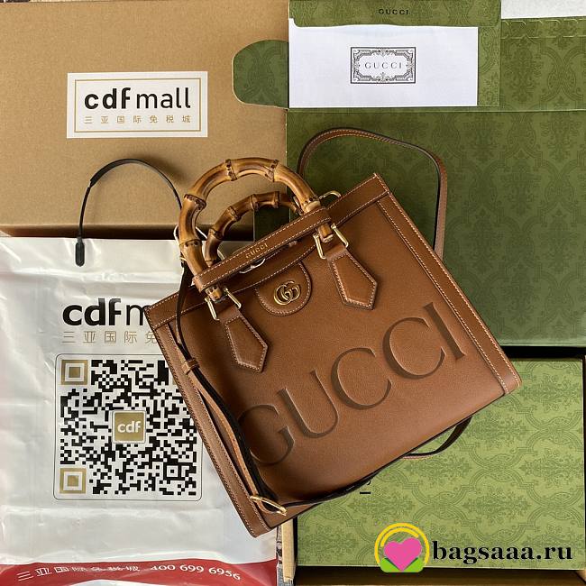 Bagsaaa Gucci Diana Small Tote Brown Leather - W27cm x H24cm x D11cm - 1