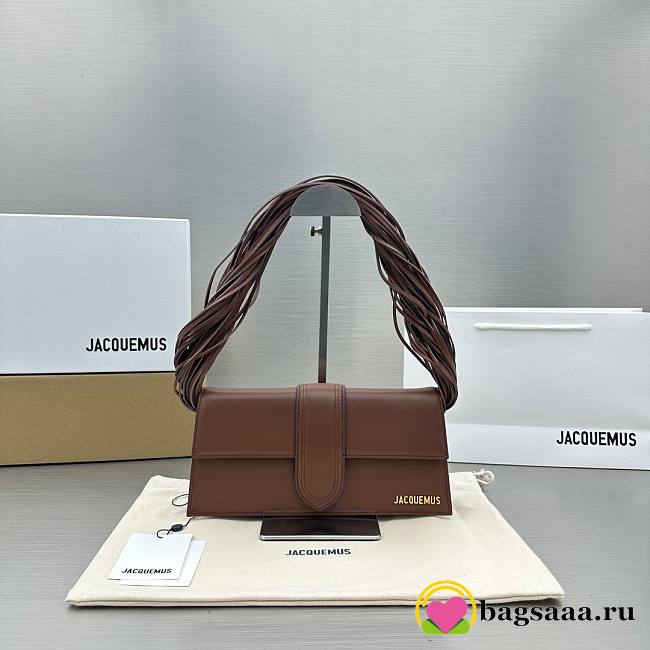 Bagsaaa Jacquemus Le Bambino long Ficiu shoulder brown bag - 26x14cm - 1