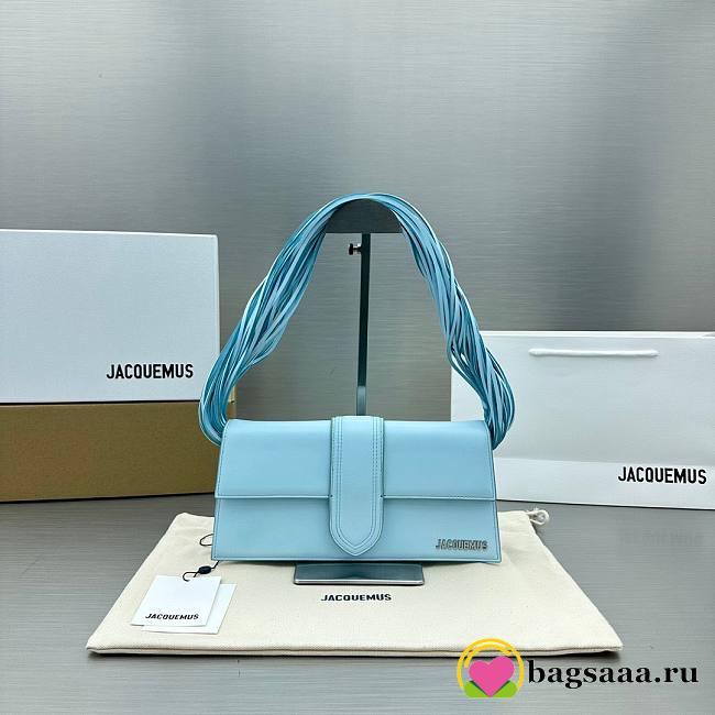 	 Bagsaaa Jacquemus Le Bambino long Ficiu shoulder light blue bag - 26x14cm - 1