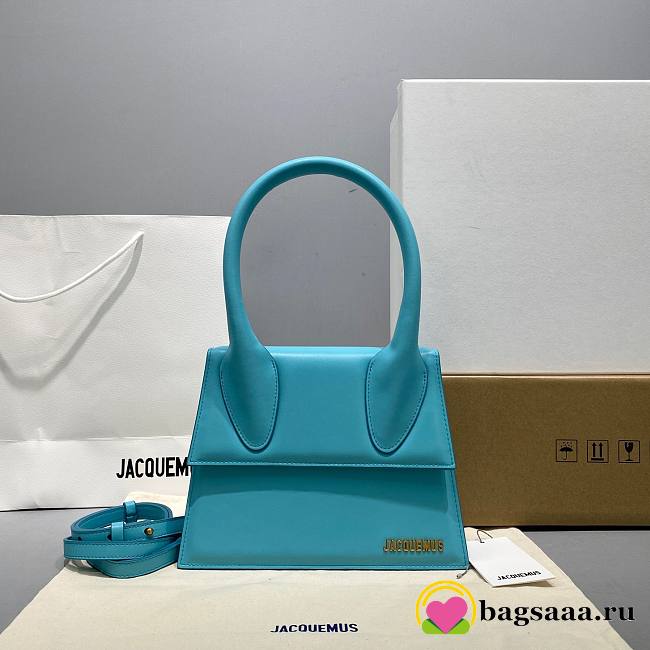 	 Bagsaaa Jacquemus Le Grand Chiquito Blue Leather - 22x18cm - 1